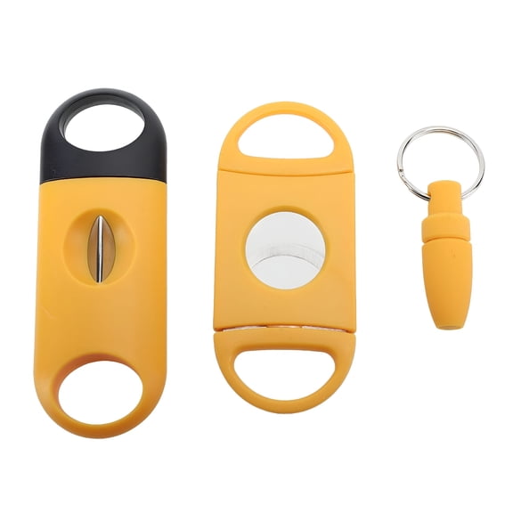 TENIRO 2026 New Cigar Cutter Set V Cut Cigar Punch Portable Cigar Hole Opener Sharp Blades Stainless Steel Plastic Yellow for Cigars, Smoking, Outdoor, Travel, Gift, Bar, Party