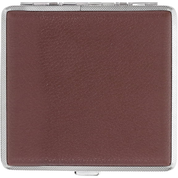 TENIRO 2026 New Portable Cigarette Case with Safety Protection and Durable Buckle Design for Daily Use for Travel,Pocket,Office,Gift,Brown Iron and Leather 6.5X4.2 Inches