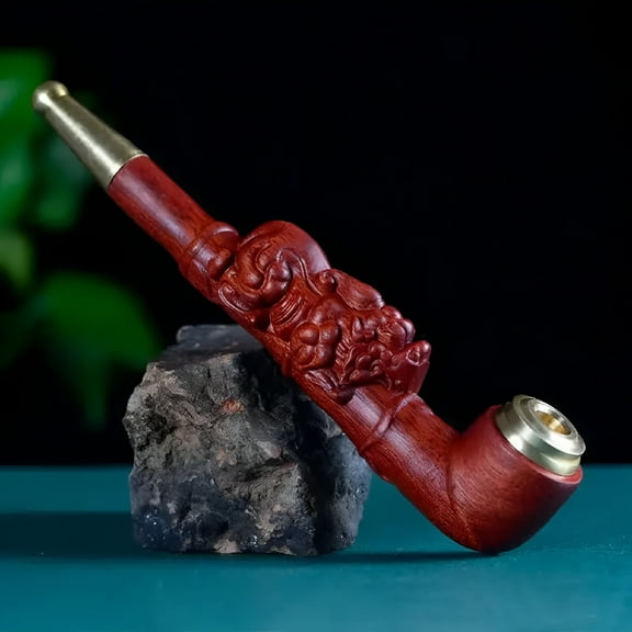 TENIRO Handmade Wood Pipe,with Intricate Carved Pattern Small and Exquisite,Portable Detachable Design and Easy to Clean for Unique Experience for Pipe Lovers