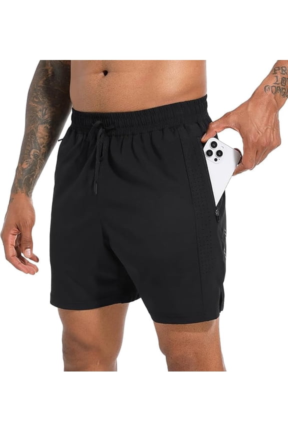 5 inch Mens Running Shorts Athletic Shorts for Men Quick Dry Men's Workout Shorts Breathable Gym Sports with Zippered Pocket