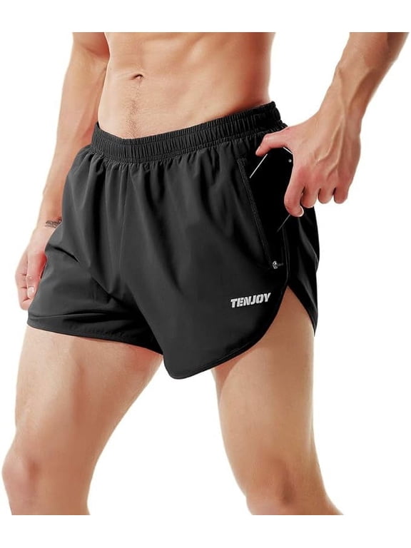 Men's Running Shorts Gym Athletic Workout Shorts for Men 3 inch Sports Shorts with Zipper Pocket