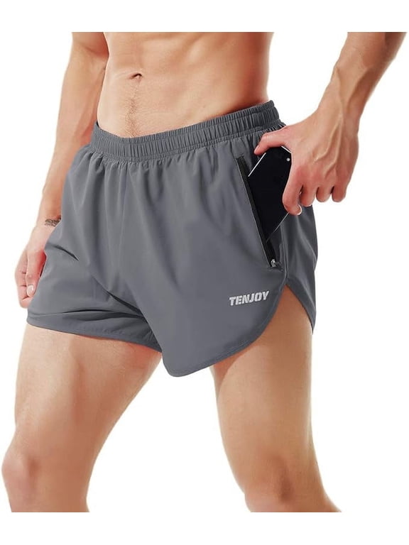 Men's Running Shorts Gym Athletic Workout Shorts for Men 3 inch Sports Shorts with Zipper Pocket