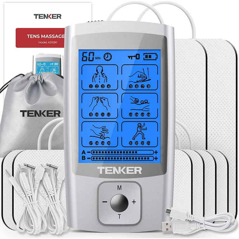 Independent Dual Channel TENS Unit Muscle Stimulator, AVCOO 20 Modes Muscle  Stimulator for Pain Relief with 12 Upgraded Electrode Pads, Rechargeable  TENS Machine Pulse Massager with Dust-Proof Bag
