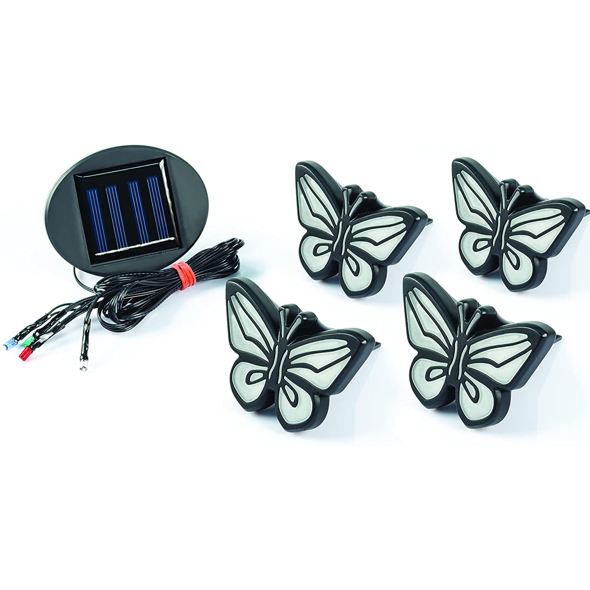 Solar-Powered Black and White Butterfly Pathway Lights Set