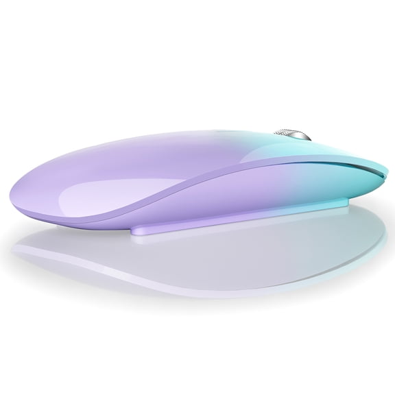 TENMOS Bluetooth Mouse, USB C Rechargeable Wireless Mouse, Triple Mode (Dual Bluetooth+USB) Computer Silent Mice Portable with USB Receiver Type C Adapter for Laptop - Green and Purple