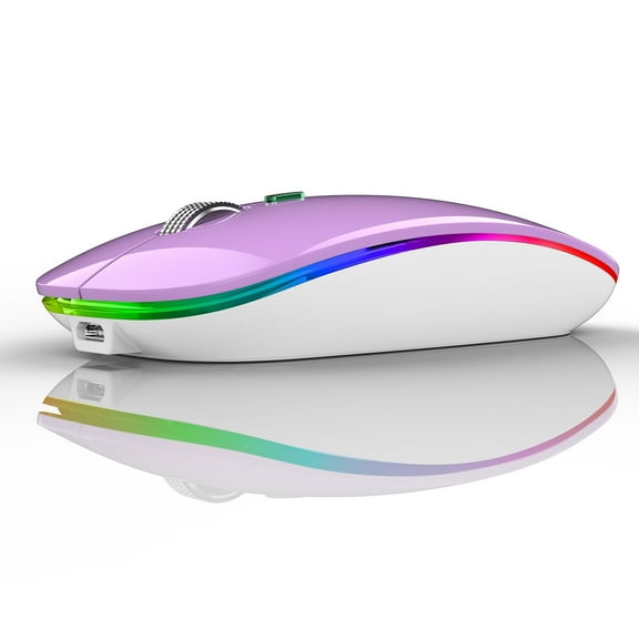 TENMOS Wireless Bluetooth Mouse Rechargeable Silent Mouse LED Mouse with Nano Receiver