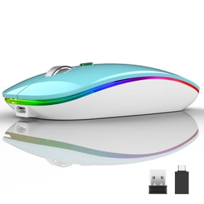 TENMOS Wireless Bluetooth Mouse Rechargeable Silent Mouse LED Mouse with USB Receiver