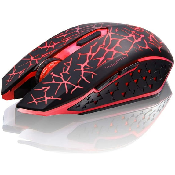 TENMOS Wireless Gaming Mouse Rechargeable Silent Colorful LED Optical Computer Mice with USB Receiver
