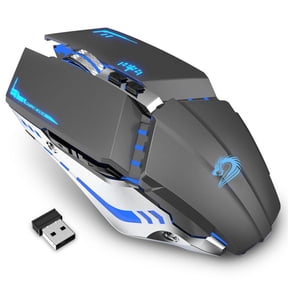 TENMOS Wireless Gaming Mouse Rechargeable Silent LED Computer Optical Mice with USB Receiver Gray