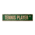 thumbnail image 1 of TENNIS PLAYER Vintage Aluminum Street Sign sport doubles pro lessons singles rustic metal tin | Indoor/Outdoor |  18" Wide, 1 of 4