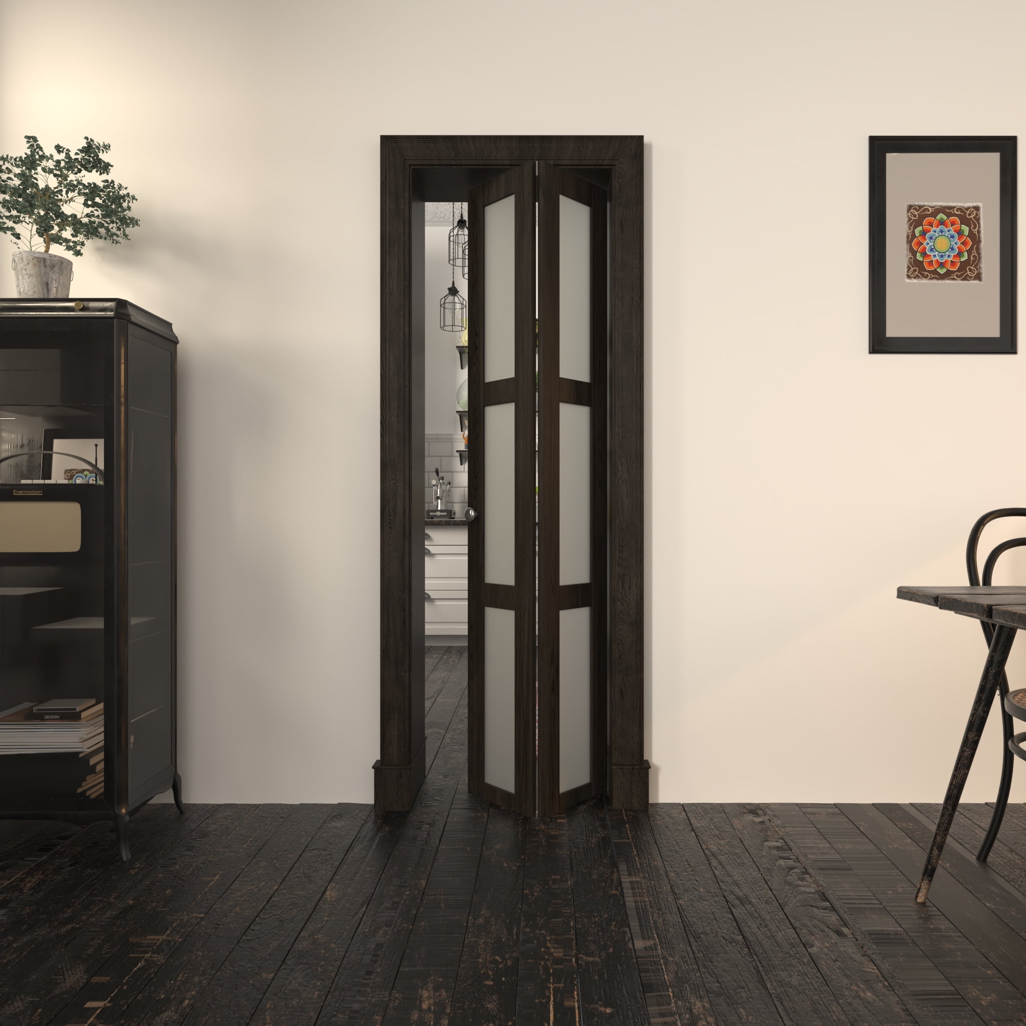 TENONER BiFold Doors, for 24in x 80 in Opening, 3lite Tempered