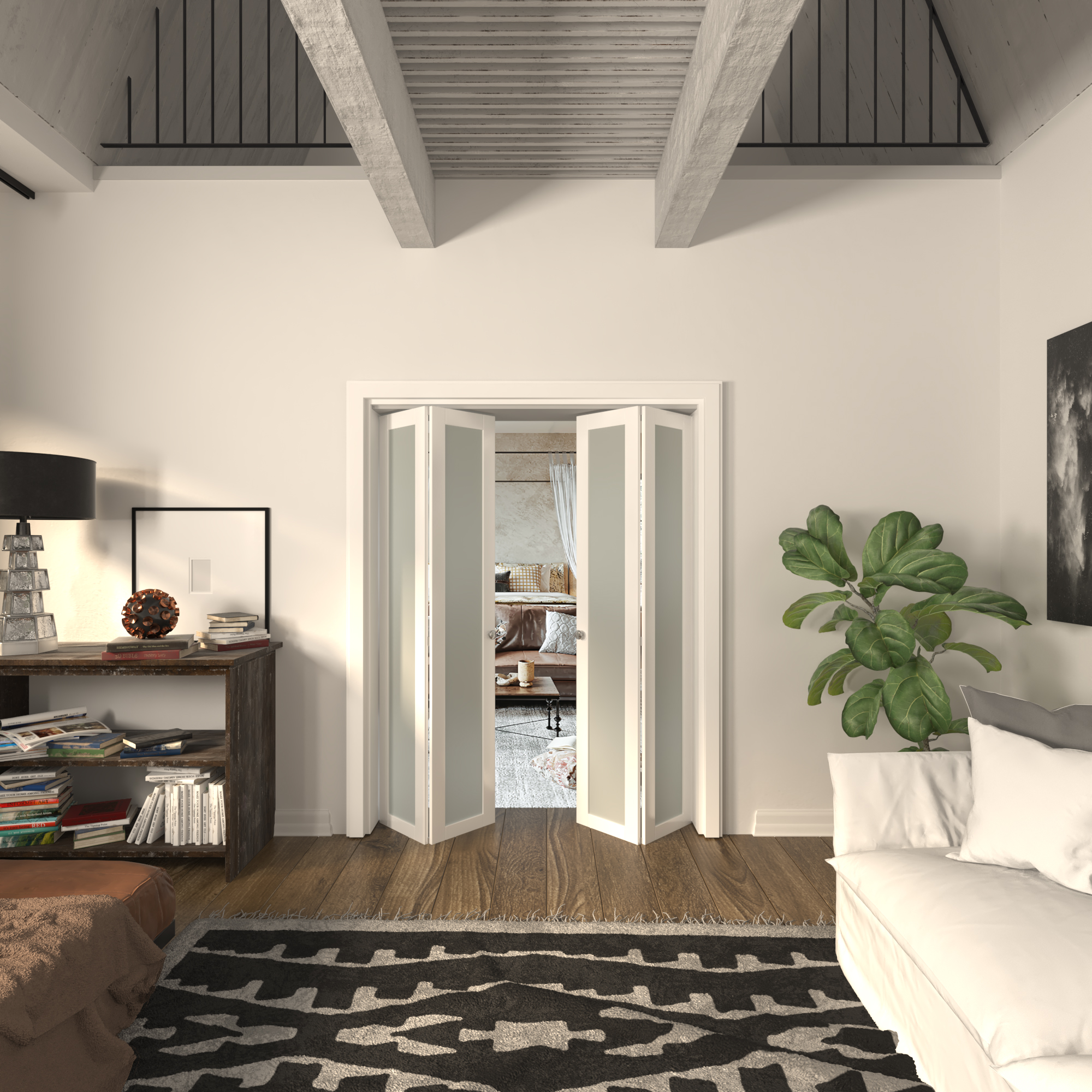 TENONER Closet Doors, Single Frosted Glass Panel Bi-Fold Doors, Assembly Required, Multifold Interior Doors, Folding Doors with Hardware Kits for 30''Opening