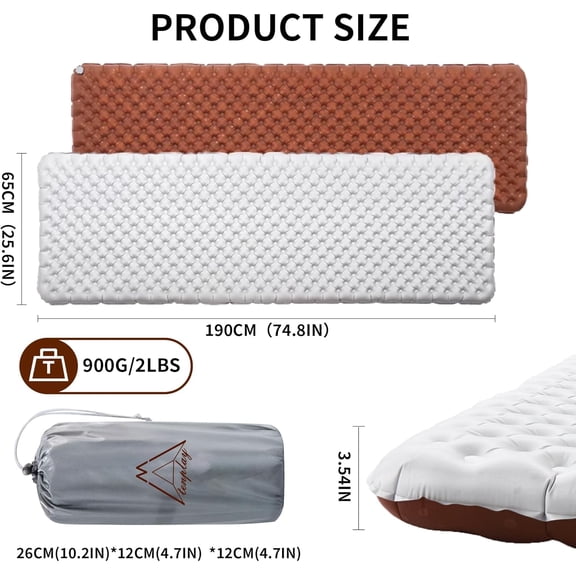 TENPLAY 4.7 Inch Thick Sleeping Pad with 7.2 R-Value, Ultralight and Portable Sleeping Mat with Pump Sack, Air Mattress for Camping