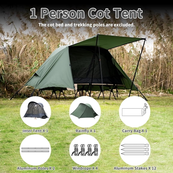 TENPLAY 1 Person Camping Tent - Ultralight, Quick Setup, 70D Nylon, 5000mm Waterproof, 7001 Aluminum Poles