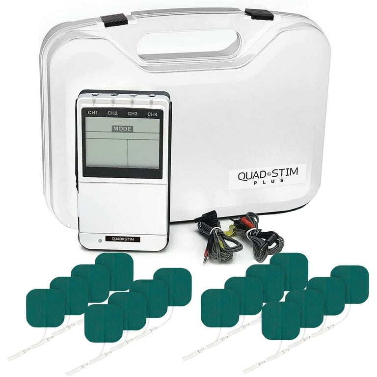 TENS EMS Combo Unit Electro Muscle Stimulator by Quad Stim Plus - 4  Channels - OTC Stim Tens Machine for Pain