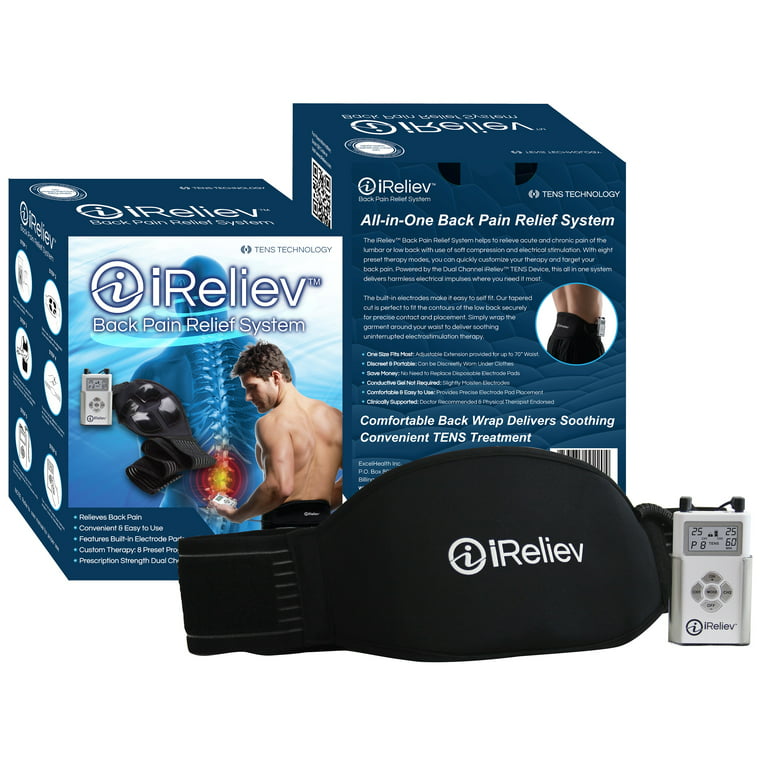 TENS Unit Back Pain Relief System with Conductive Back Wrap from iReliev 