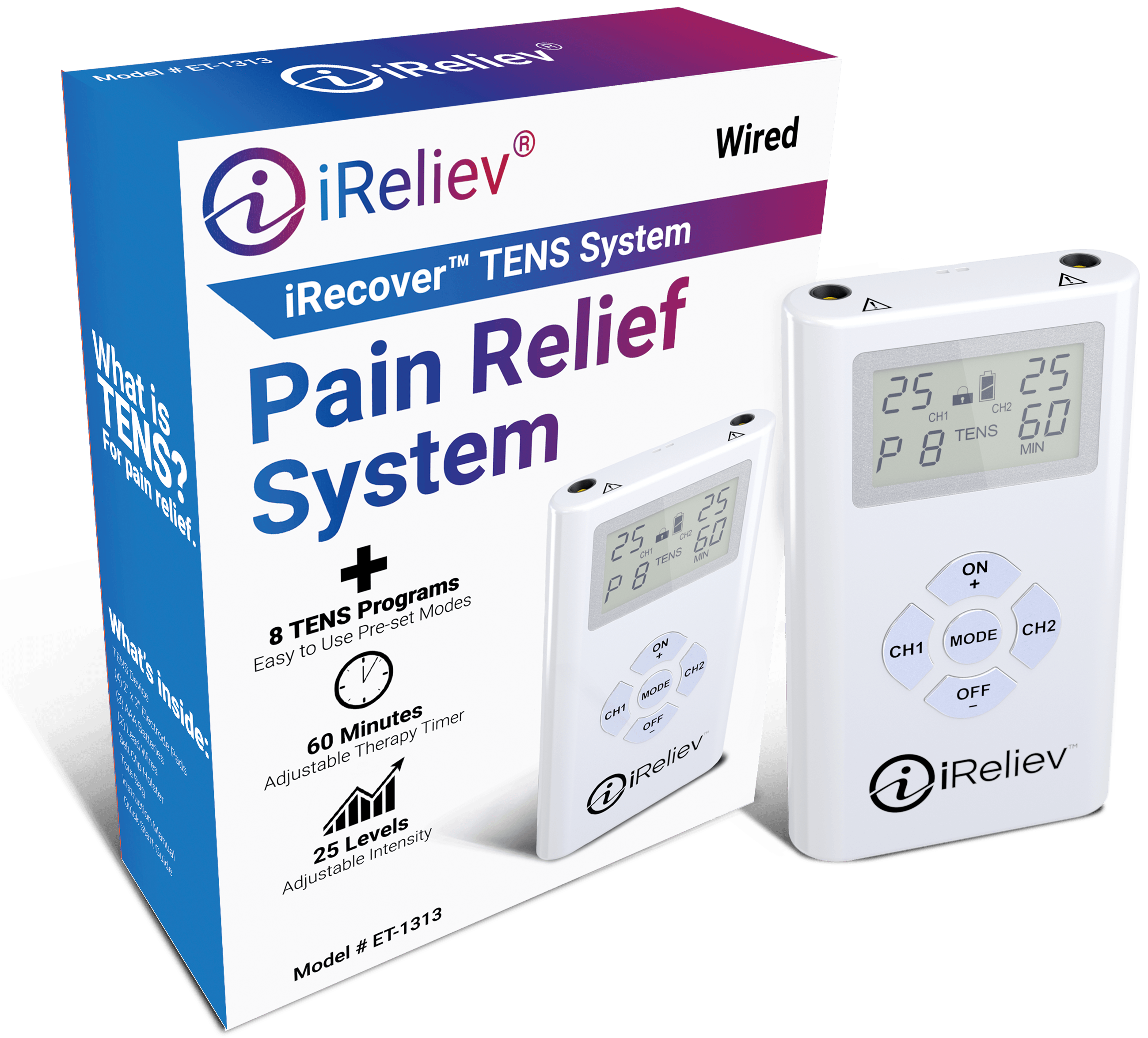 TENS Unit + EMS System Combination Dual Channel Electrotherapy