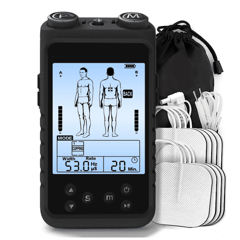TENS Unit- Dual Channel TENS Muscle Stimulator for Pain Relief, Electric  TENS Machine Pulse Massager with 8 Pcs Electrode Tens Unit Replacement Pads  