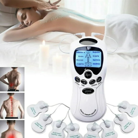 TENS Unit Electronic Pulse Massager for Electrotherapy Pain Therapy Muscle Stimulator Massager, 8 Modes and 8 Pads, Electric Massager for for Shoulder Neck Back Waist Legs Feet
