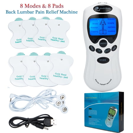 TENS Unit Electronic Pulse Massager for Electrotherapy Pain Therapy Muscle Stimulator Massager, 8 Modes and 8 Pads, Electric Massager for for Shoulder Neck Back Waist Legs Feet