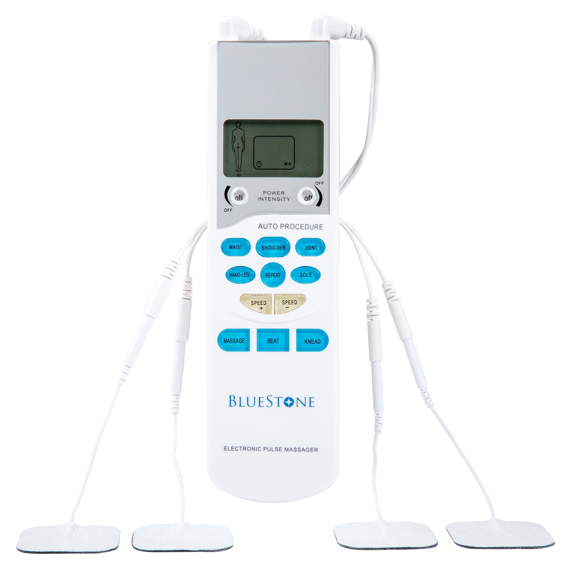 Tens Unit Handheld Electronic Pulse Massager with 8 Pads by Bluestone