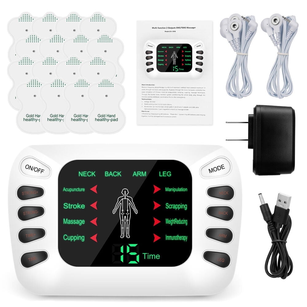 TENS Unit Muscle Stimulator Machine with Replacement Pads for Pain Relief Multi-Modes, FSA HSA Approved Products, 4 Channels Rechargeable Electric Pulse Massager
