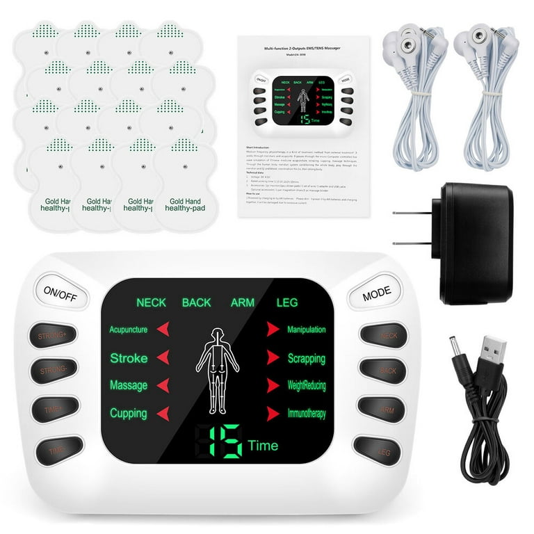 TENS Unit Muscle Stimulator Machine with Replacement Pads for Pain Relief  Multi-Modes, FSA HSA Approved Products, 4 Channels Rechargeable Electric