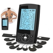 TENS Unit Muscle Stimulator - Rechargeable & Portable Dual Channel EMS Back Massager with 36 Modes & 10 Replacement Pads