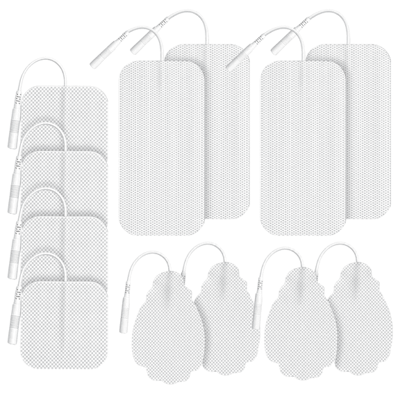 FRESHDEW TENS Unit Electrode Pads, 12Pcs Reusable TENS Electrode Pads for EMS, 3 Sizes