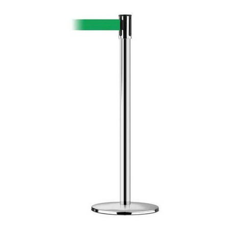 TENSABARRIER 890U-1P-1P-1P-STD-NO-G6X-C Barrier Post with Belt,7-1/2 ft. L,Green