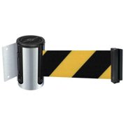 TENSABARRIER 896-STD-1S-STD-NO-D4X-C Belt Barrier, Chrome,Belt Yellow/Black