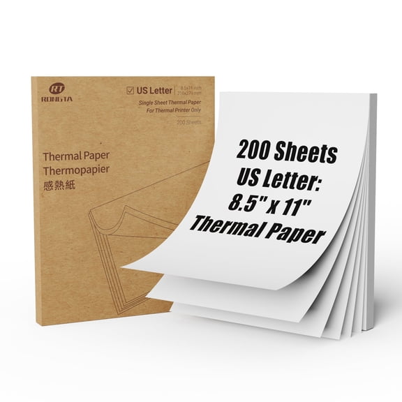 Rongta thermal paper A4, 200 sheets US Letter (216279 mm), compatible with F81/F82/F11A portable thermal printers