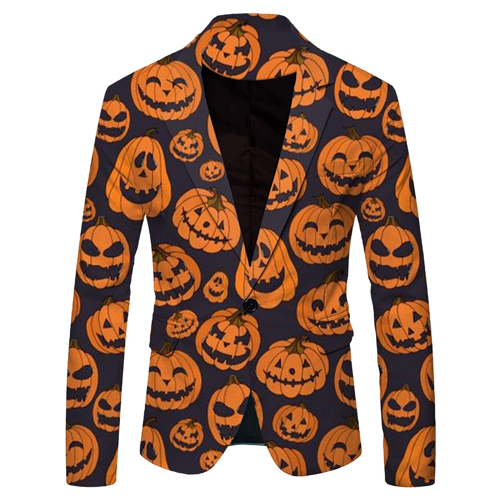 TENSUNNYD Suit Jackets For Mens Pumpkin spooky print Loose Casual Personality Fashion Suit Jacket Funny Apparel Walmart
