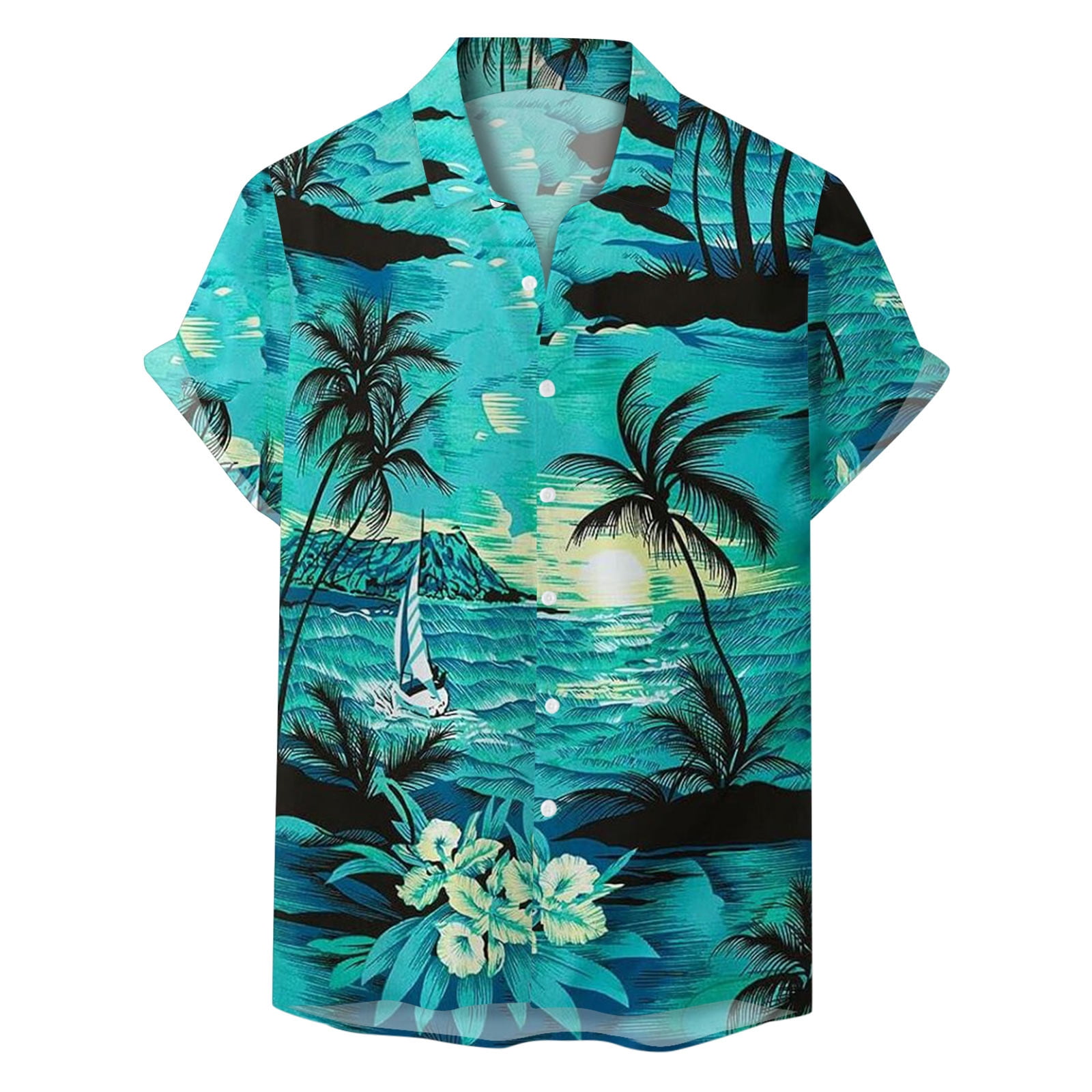 TENSUNNYD Hawaiian Shirts Men Summer Comfortable Print Short Sleeved ...