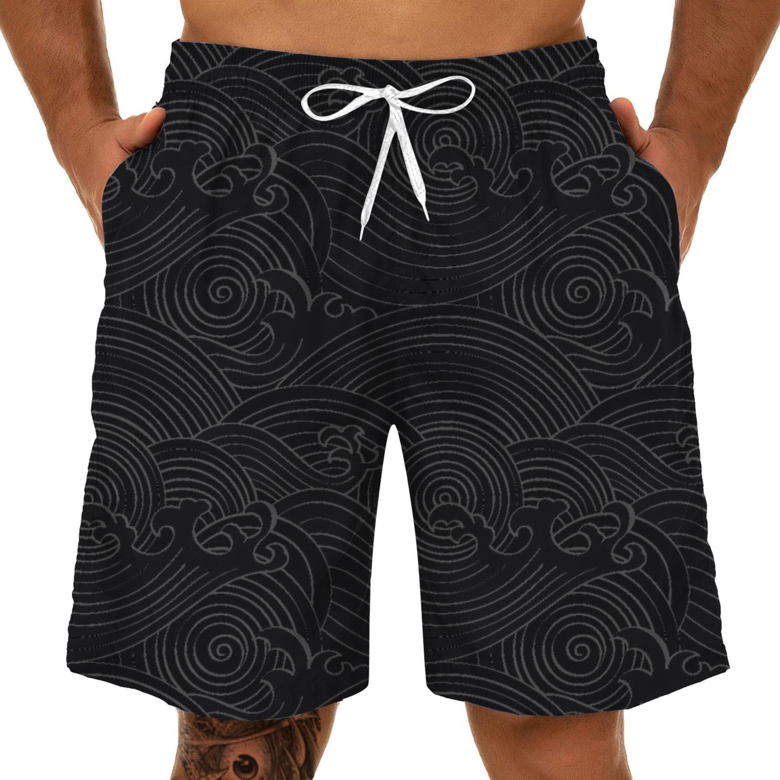TENSUNNYD Men Shorts Fun Sports Pattern Leisure 3D Shorts Wave Size ...