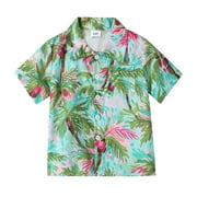 TENSUNNYD Toddler Boys Short Sleeve Leaf Prints Beach Style Gentleman T Shirt Tops Cozy Soft Casual Clothes Baby Boy Blouse Tops Big Boys 7Y-8Y