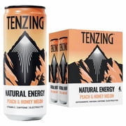 TENZING Natural Energy Peach & Honey Melon 4 x 330ml, British Import Pack of 2