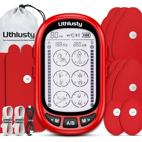 TENs Unit Muscle Massager with Dual channels, 24 Modes & Reusable Pads.Rechargeable Device for Daily Use