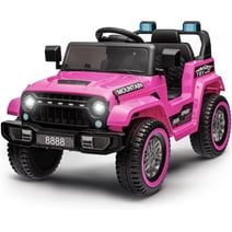 TEOAYEAH 2X35W Ride on Truck Car, 12V Electric Vehicle Toy w/Remote Control, Low Battery Voice Prompt, Wireless Music, Pink