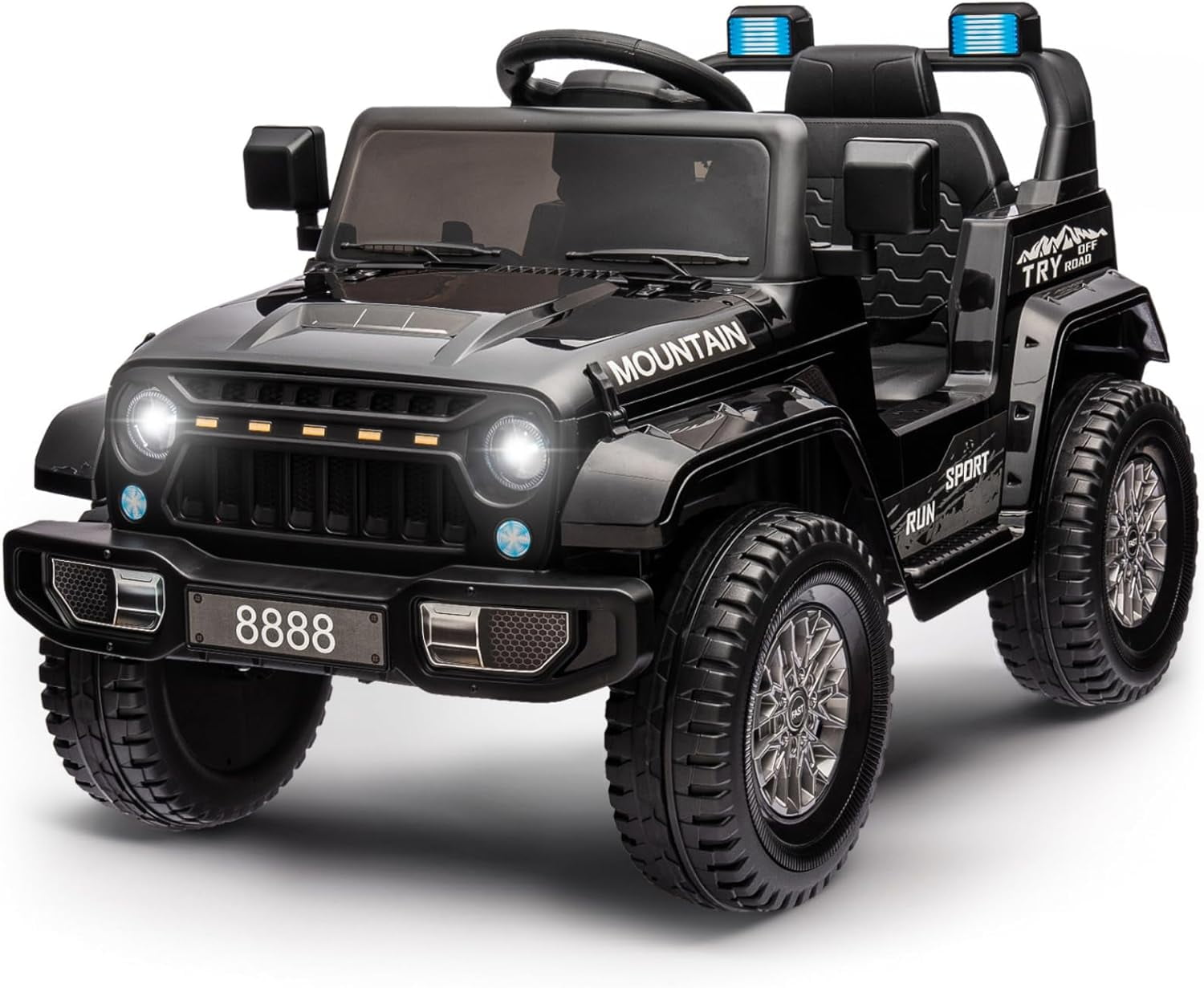 TEOAYEAH 2X35W Ride on Truck Car, 12V Electric Vehicle Toy w/Remote Control, Low Battery Voice Prompt, Wireless Music, Black