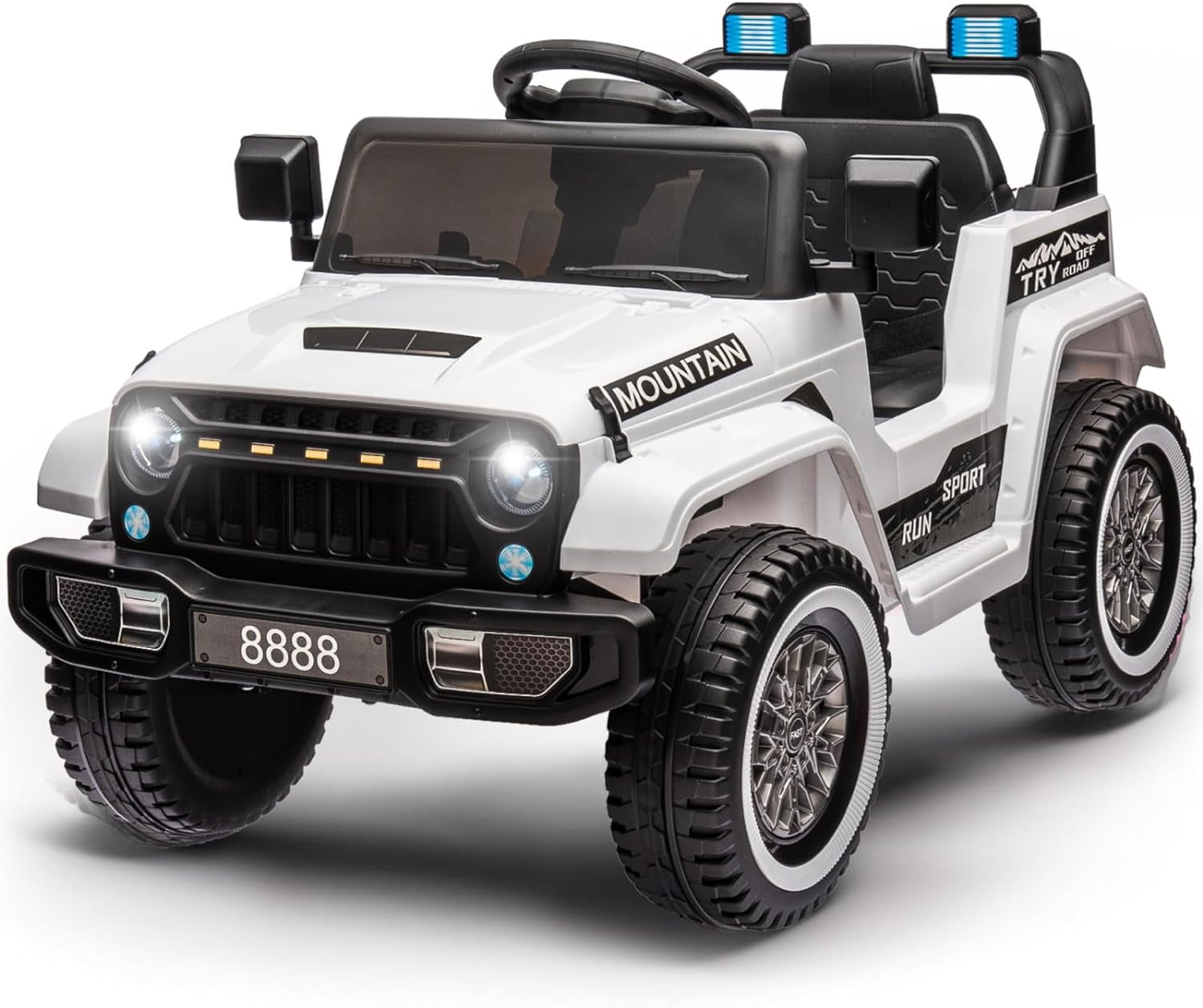 White 12V Kids Electric Ride-On Truck with Remote Control