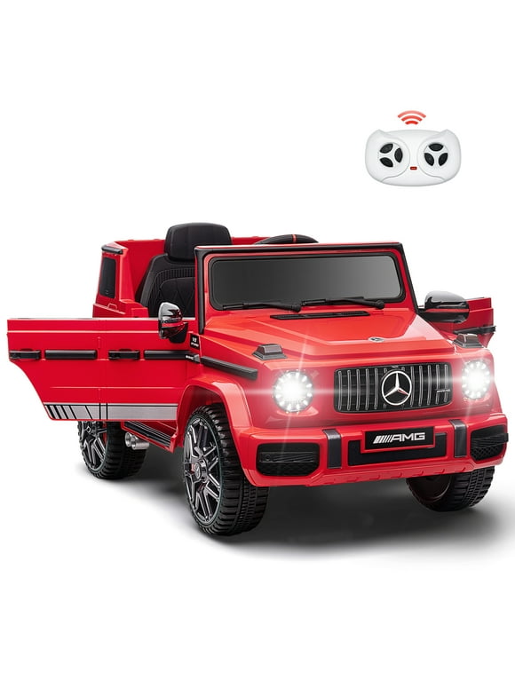 TEOAYEAH Plus Size Licensed Mercedes-Benz G63 Ride on Car with Parent Remote, 12 V 10Ah, Wireless Music, Suspension System, Ideal Gift to Kids, Red