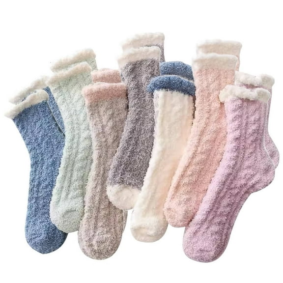 TEOLOLY Socks Soft Coral Velvet Womens Socks Retro Long Socks Fuzzy Socks for Women,Style1