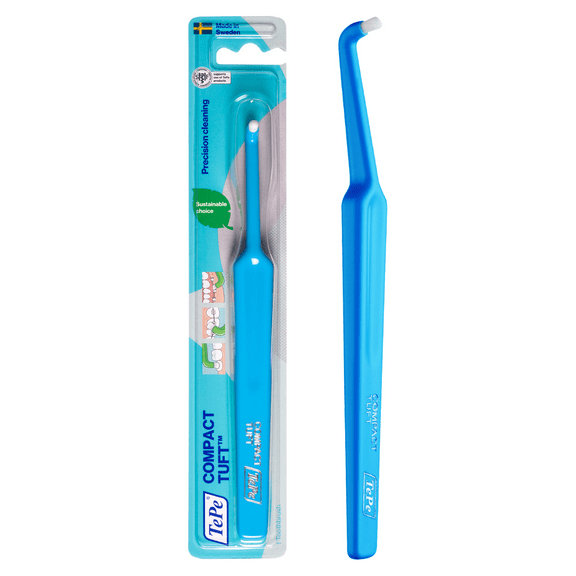 TEPE Compact Tuft Toothbrush - Braces & Hard to Reach Areas - Extra Soft Bristles, 1 Brush