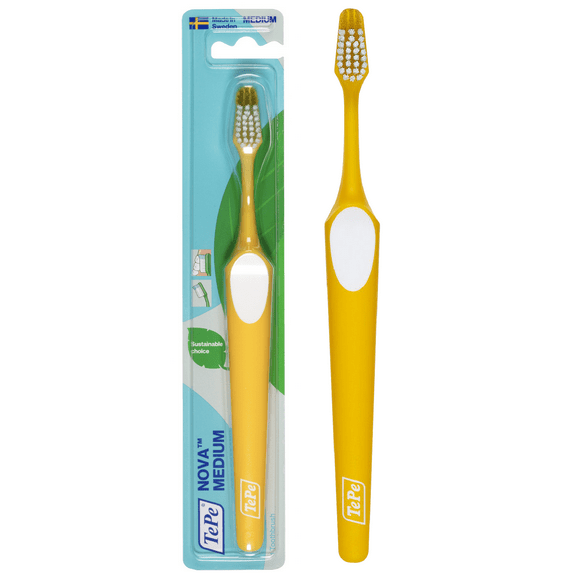TEPE Nova Medium Bristle Toothbrush – Manual, Adult Sustainable Toothbrushes, 1 Brush