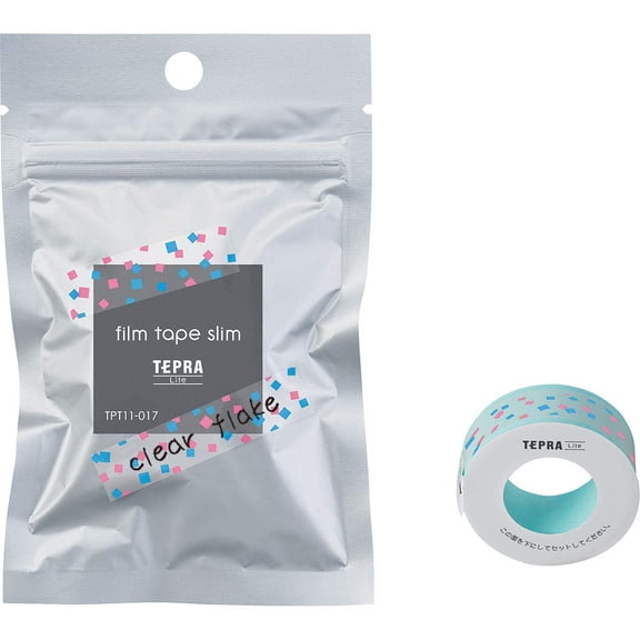 TEPRA Lite Film Tape Slim Clear Series, Thermal Synthetic Paper, Width 0.43" Length 13.1 from King Jim (Clear Flake)