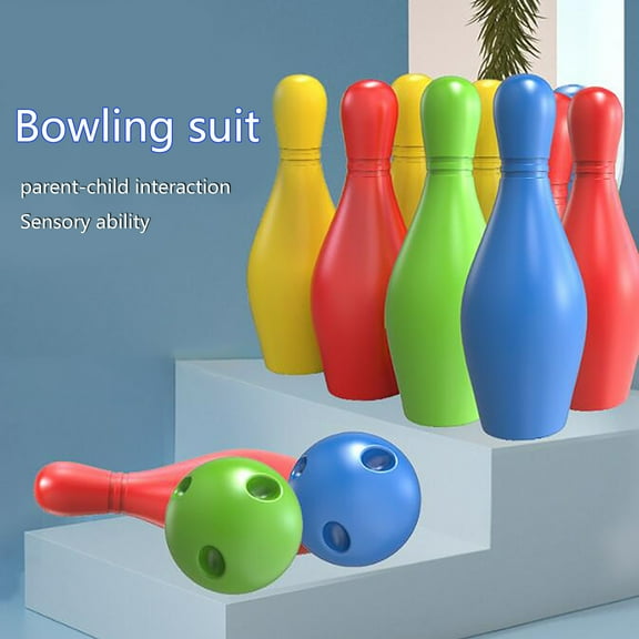 TEPgvh 12-Piece Kids Bowling Toy Set, Interactive Outdoor Indoor Bowling Game,Multicolor,One Size