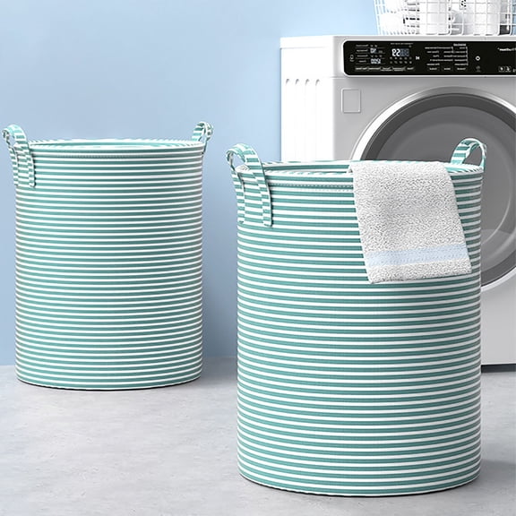 TEPgvh Foldable Laundry Storage Basket Clothes Organizer Bin Toy Clothing Sorting Bucket Dormitory Bathroom Hamper Household Storage Accessory Mint Green-30x35cm