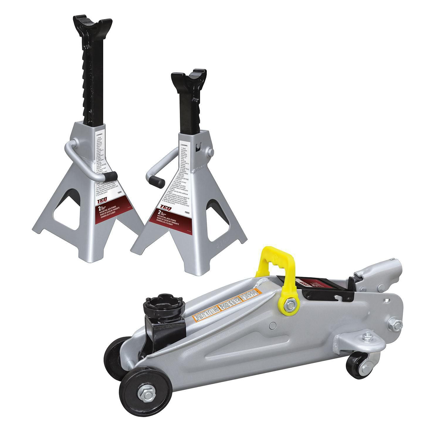 TEQ Correct 2 Ton Trolley Jack with 2 Ton Jack Stands Combination