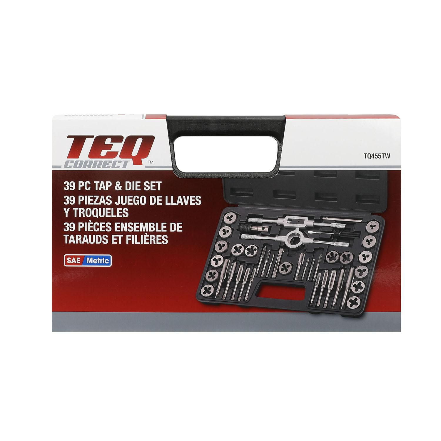 TEQ Correct Tap And Die Set 39 Piece Comes With The Most Popular SAE And Metric Sizes In Course And Fine 1 kit sold by kit